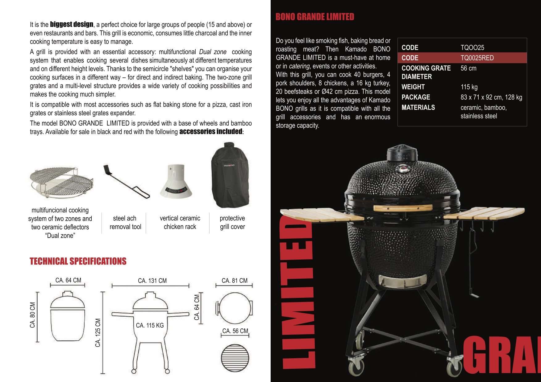 Kamado Bono - Red Limited Ceramic Grill 25″ - Schtik