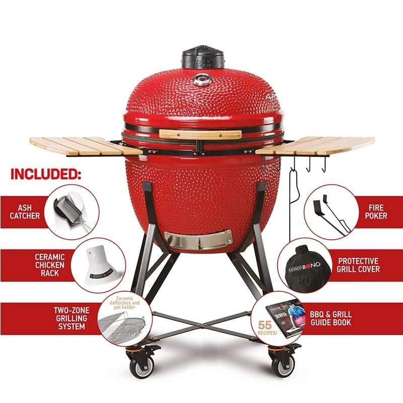 Kamado Bono - Red Limited Ceramic Grill 25″ - Schtik