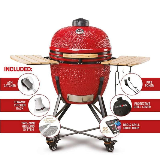 Kamado Bono - Red Grande Ceramic Grill 23″ - Schtik