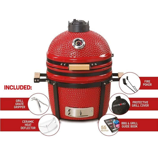 Kamado Bono - Red Minimo Ceramic Grill 15″ - Schtik